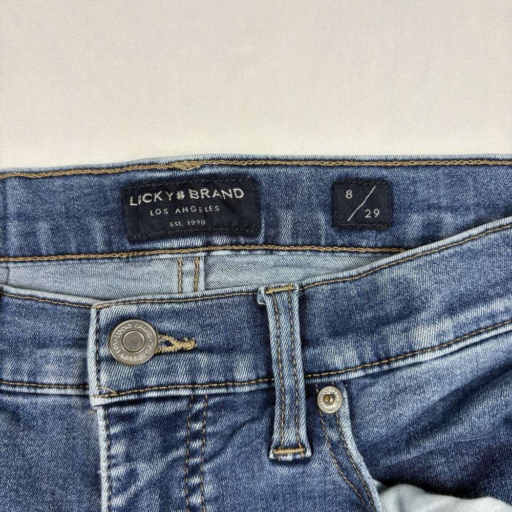 Lucky Brand Ava Mid Rise Crop Jeans Womens 8/29 Medium Wash Raw Hem Stretch - Picture 3 of 9